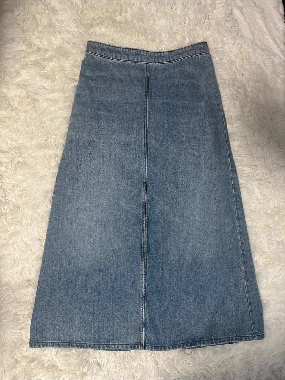 Express Light Blue Denim Maxi Skirt